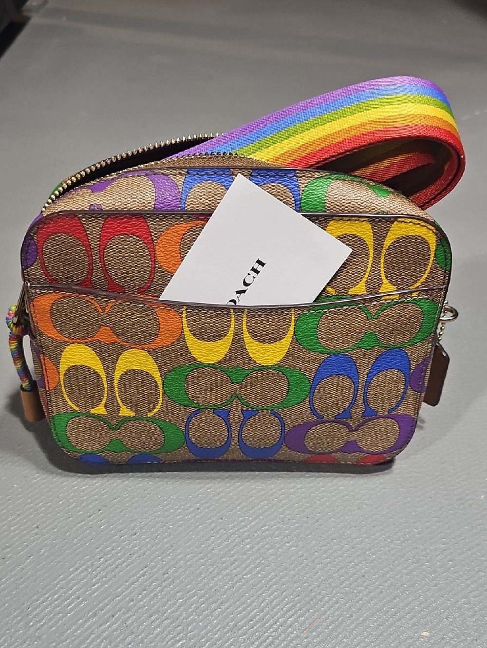 Coach C4227 Mini Camera Bag In Rainbow Signature Canvas NWT - Picture 3 of 10